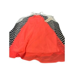 Double Zero Neon Coral Chevron Dress Size S Black White Sleeveless Blouse